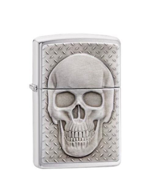Zippo Brushed Chrome Skull with Brain Surprise Lighter