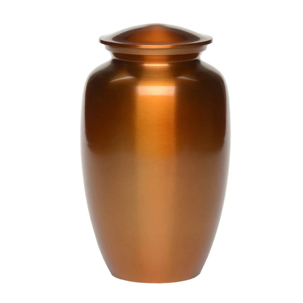 Copper orange cremation urn - adult classic alloy urn metallic look