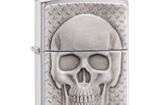 Zippo Brushed Chrome Skull with Brain Surprise Lighter
