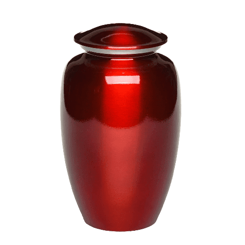 ADULT Classic Alloy Urn - 1950 -High Gloss RUBY with Silver rim