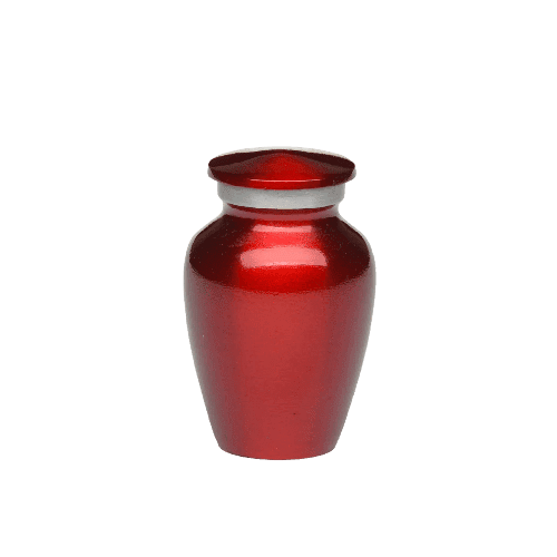 KEEPSAKE Classic Alloy Urn - 1950 - High Gloss RUBY with Silver rim