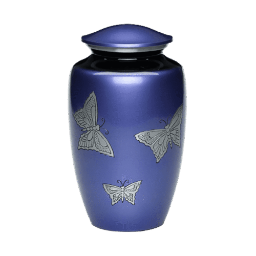 on-sale-product 2 CLEARANCE ADULT -Classic Alloy Urn -2415– with engraved BUTTERFLIES