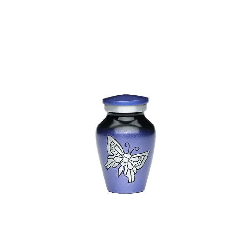 KEEPSAKE -Classic Alloy Urn -2415– with engraved BUTTERFLIES