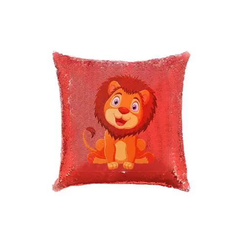 Sequin Pillow Square Shape lion hunt