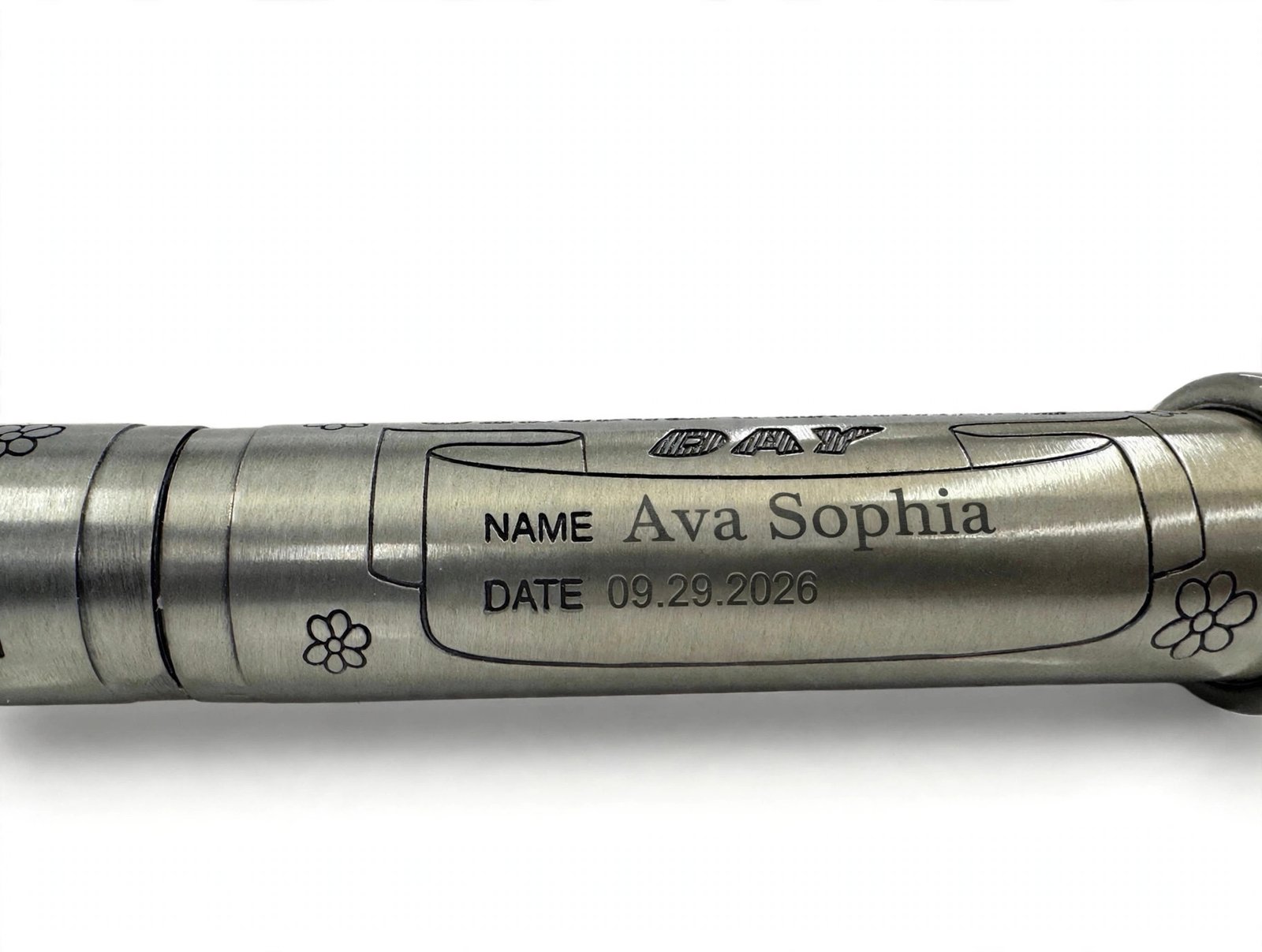Christening Certificate Holder 6 Personalized pewter christening certificate holder with sample name and date engraving
