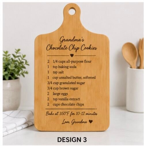 Personalized Bamboo Cutting/Serving Peddle  Board with Engraved Family Name
