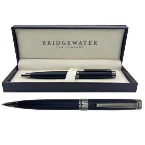 Engraved black ballpoint pen — Bridgewater Galway black and chrome, personalized pen gift Canada