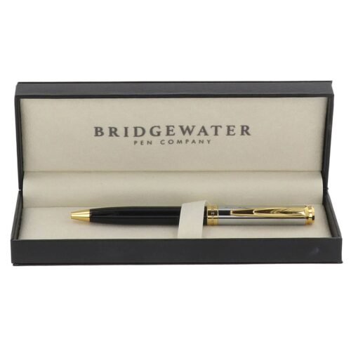 Engraved pen for him — Bridgewater Oxford black chrome and gold ballpoint, personalized gift Canada