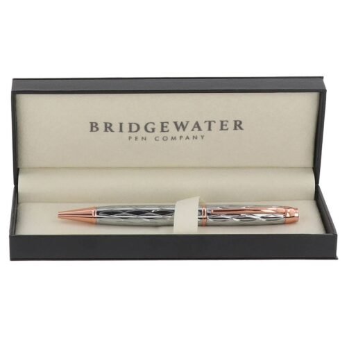 Personalized rose gold pen — Bridgewater Canterbury chrome and rose gold ballpoint, engraved gift Canada