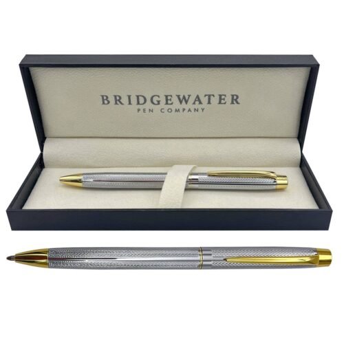 Engraved luxury pen gift — Bridgewater Lincoln chrome and gold trim ballpoint, personalized gift Canada