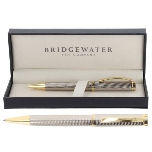 Personalized chrome ballpoint pen — Bridgewater Cambridge chrome and gold, engraved gift Canada