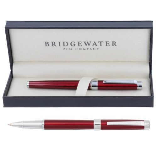 Personalized rollerball pen — Bridgewater Galway red and chrome rollerball, engraved gift Canada