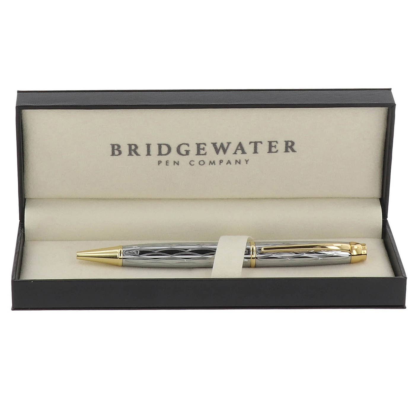 Bridgewater Canterbury Chrome & Gold Ball Pen 1 Engraved gold trim pen gift — Bridgewater Canterbury chrome and gold ballpoint, personalized corporate gift Canada