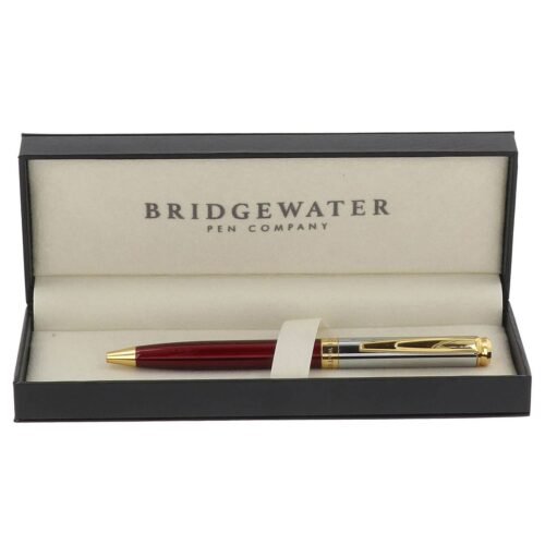 Engraved red pen gift — Bridgewater Oxford red chrome and gold ballpoint, personalized Christmas gift Canada