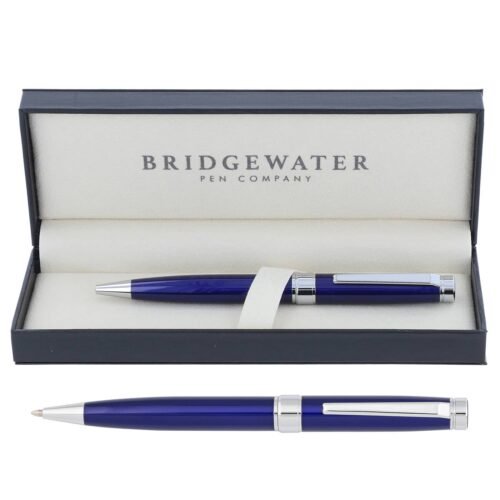 Personalized electric blue ballpoint pen — Bridgewater Galway, engraved graduation gift Canada